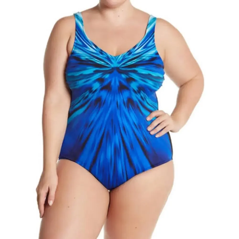 Women's Twister Chlorine Blue One Piece Swimsuit Size 10